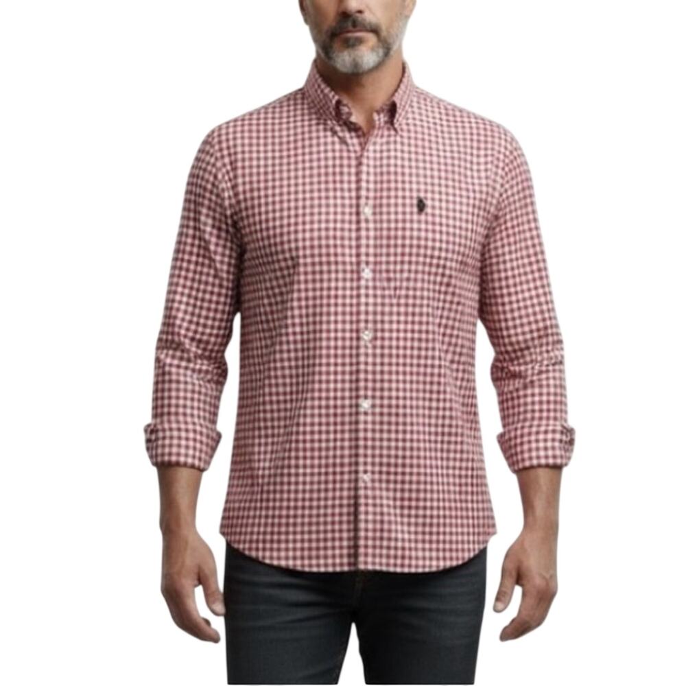 Psycho Bunny By Robert Godley Pima Cotton Shirt Men’s Sz L Plaid Red Long Sleeve